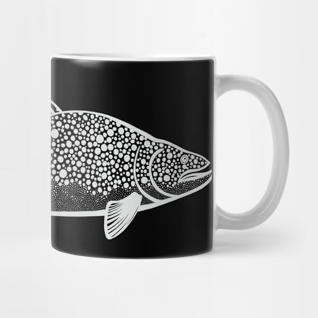 Brown Trout Fish Drawing - fish lovers detailed design by Green Paladin